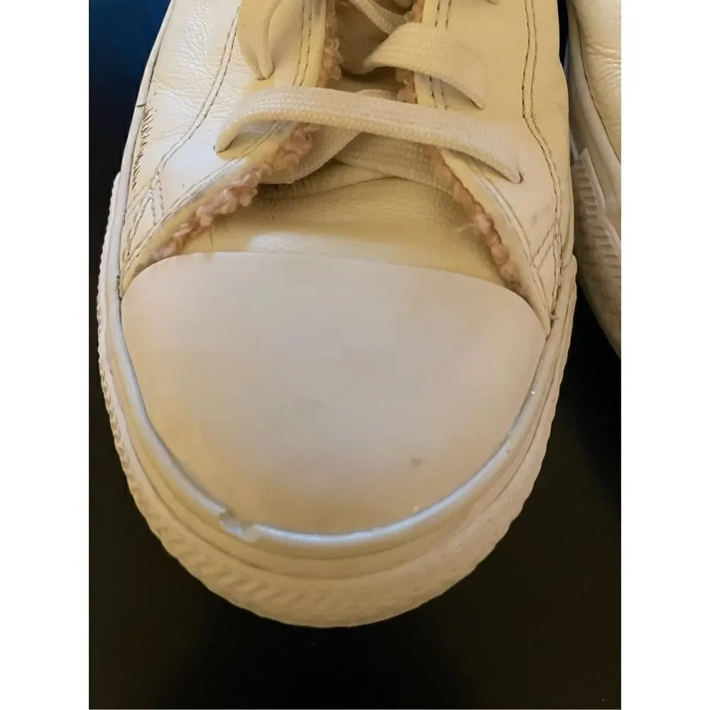 Converse White Leather High Tops (SZ 10) - Picture 2 of 6